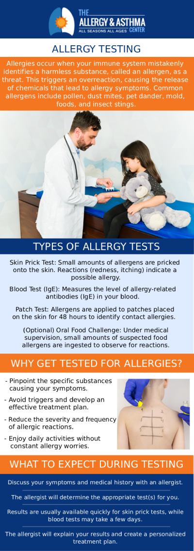 Allergy testing can help you discover whether you have allergies to products you consume, have contact with, or breathe in. Usually, allergy testing involves skin or blood tests. Our board-certified pediatric allergists, Dr. Jon E. Stahlman, MD, and Dr. Deidre D. Crocker, MD, know that you care about your children and their health. If your child is suffering from an allergy, consider the children's allergy testing service offered at Allergy and Asthma Center. Treat your child's allergies effectively. For more information, contact us or book an appointment online. We are conveniently located at 2987 Clairmont Rd #175, Atlanta, GA 30329.