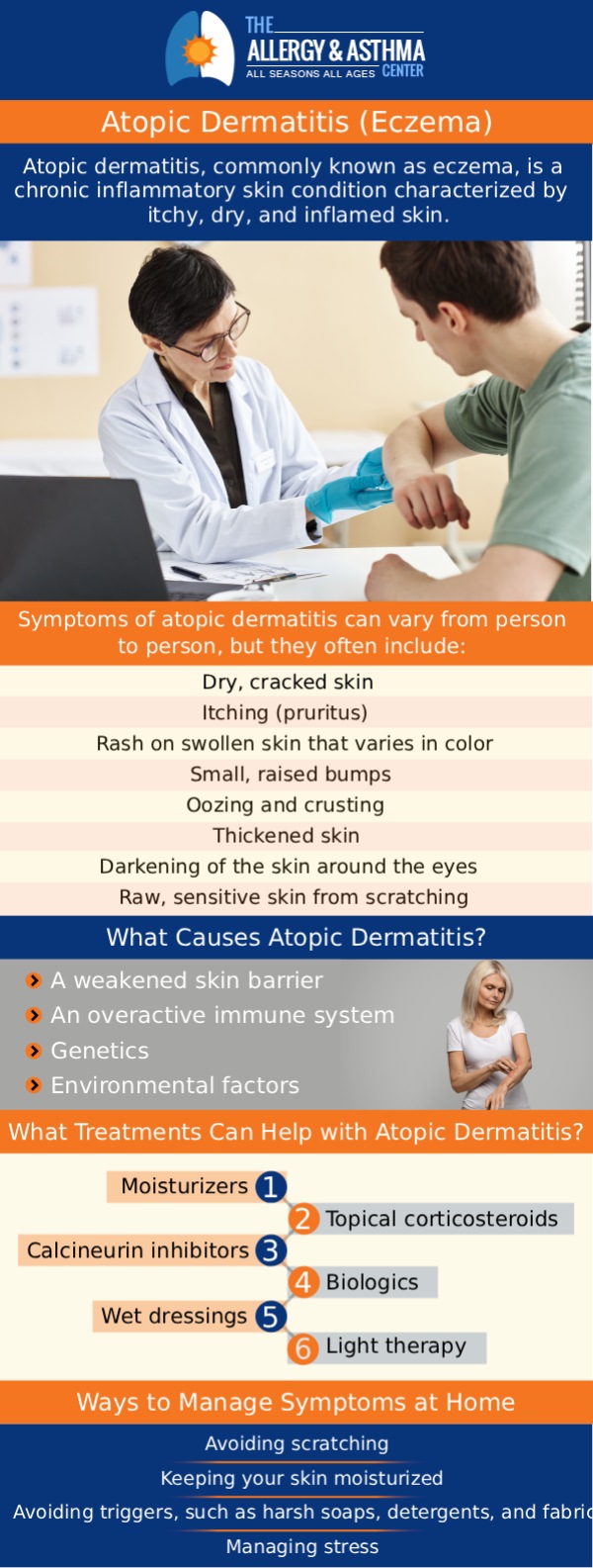 Dermatitis rash is a common skin condition that causes redness, itching, and inflammation, often triggered by irritants, allergens, or genetic factors. Symptoms can range from mild dryness and flaking to more severe swelling and blisters. Dr. Jon E. Stahlman, MD, at Allergy & Asthma Center, specializes in treating dermatitis, offering a variety of treatment options, including topical creams, antihistamines, and lifestyle modifications to manage flare-ups. For more information, contact us or book an appointment online. We are conveniently located at 565 Old Norcross Rd. Lawrenceville, GA, 30046.